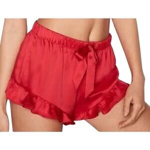 Victoria’s Secret Red Satin Sleep Shorts Ruffle Womens Xlarge